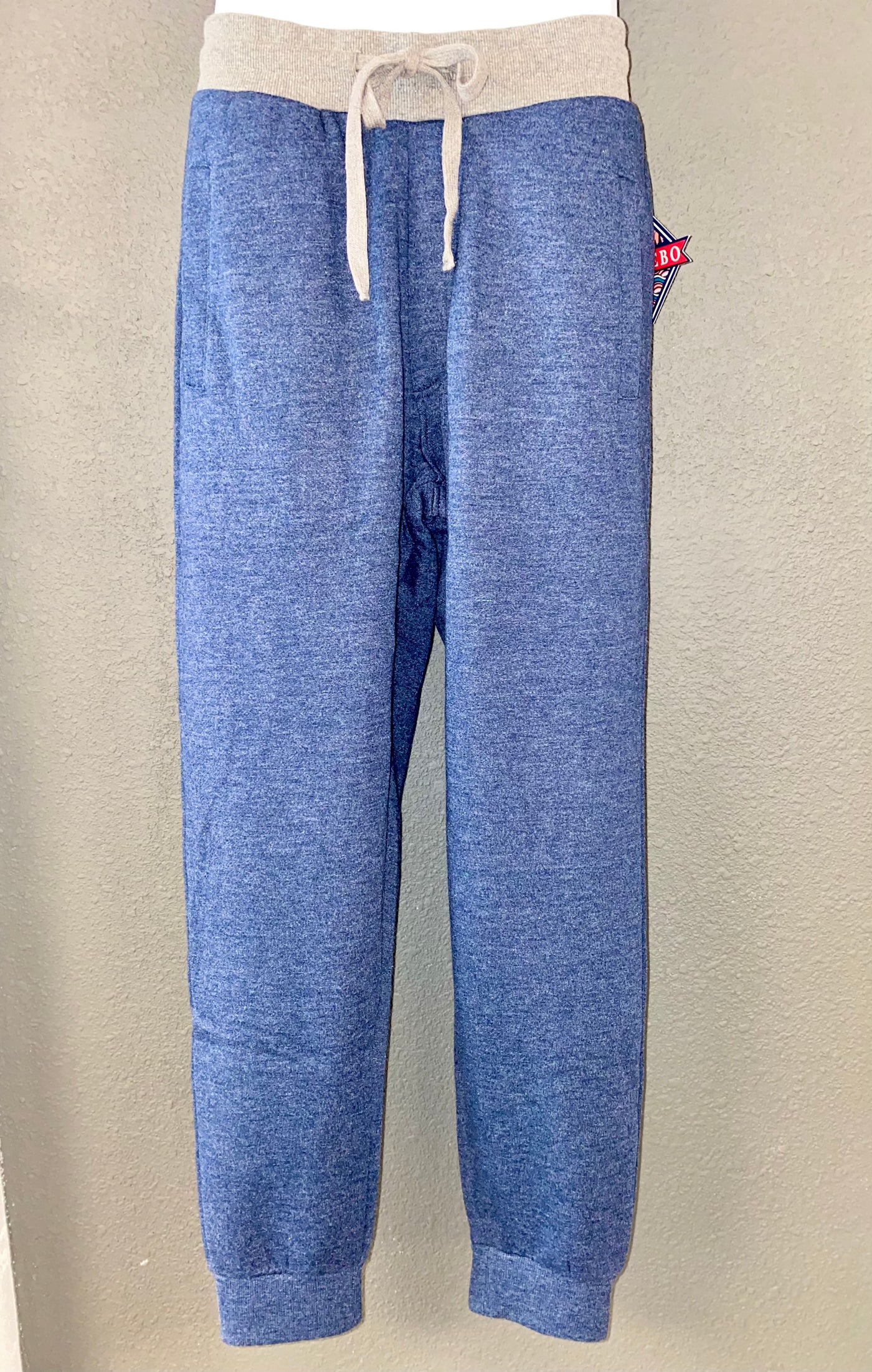 Heather Navy Fleece Joggers with Bear Print Lined Pockets Unisex