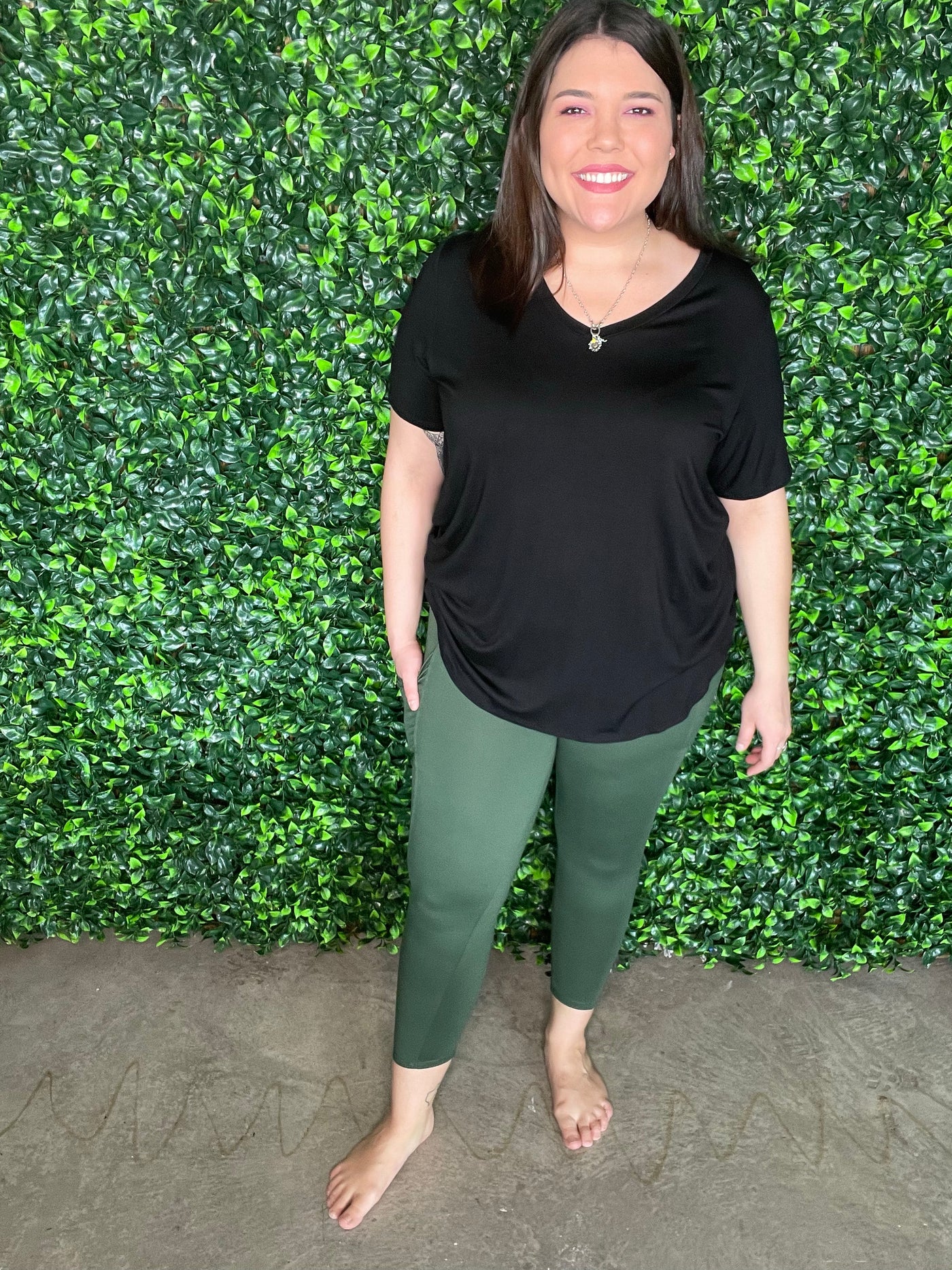 Army Green Leggings with Pocket