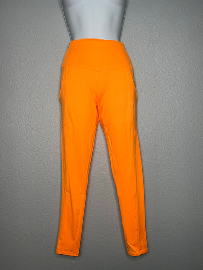 Neon Bright Orange Leggings w/Pockets
