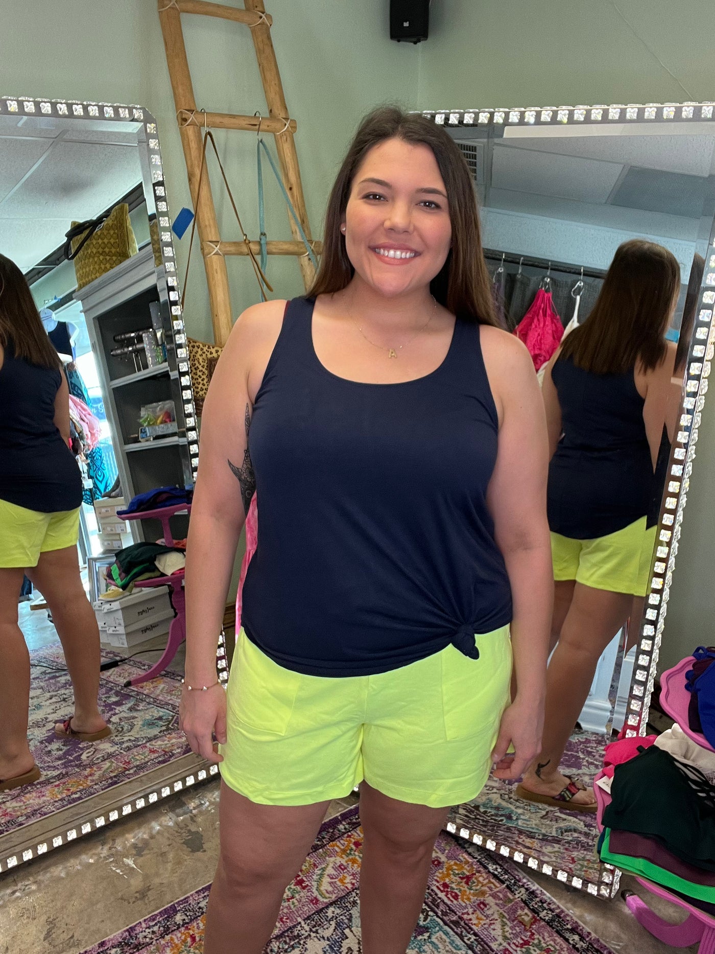 Neon Lime Drawstring Shorts