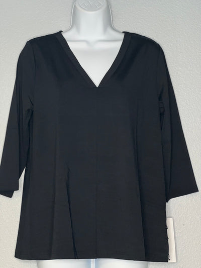 Black V-neck 3/4 Length Sleeve Top