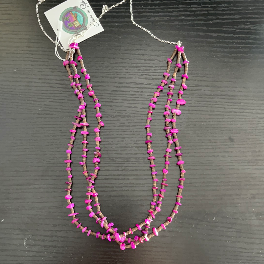 Purple Negget Strand Lariat Necklace
