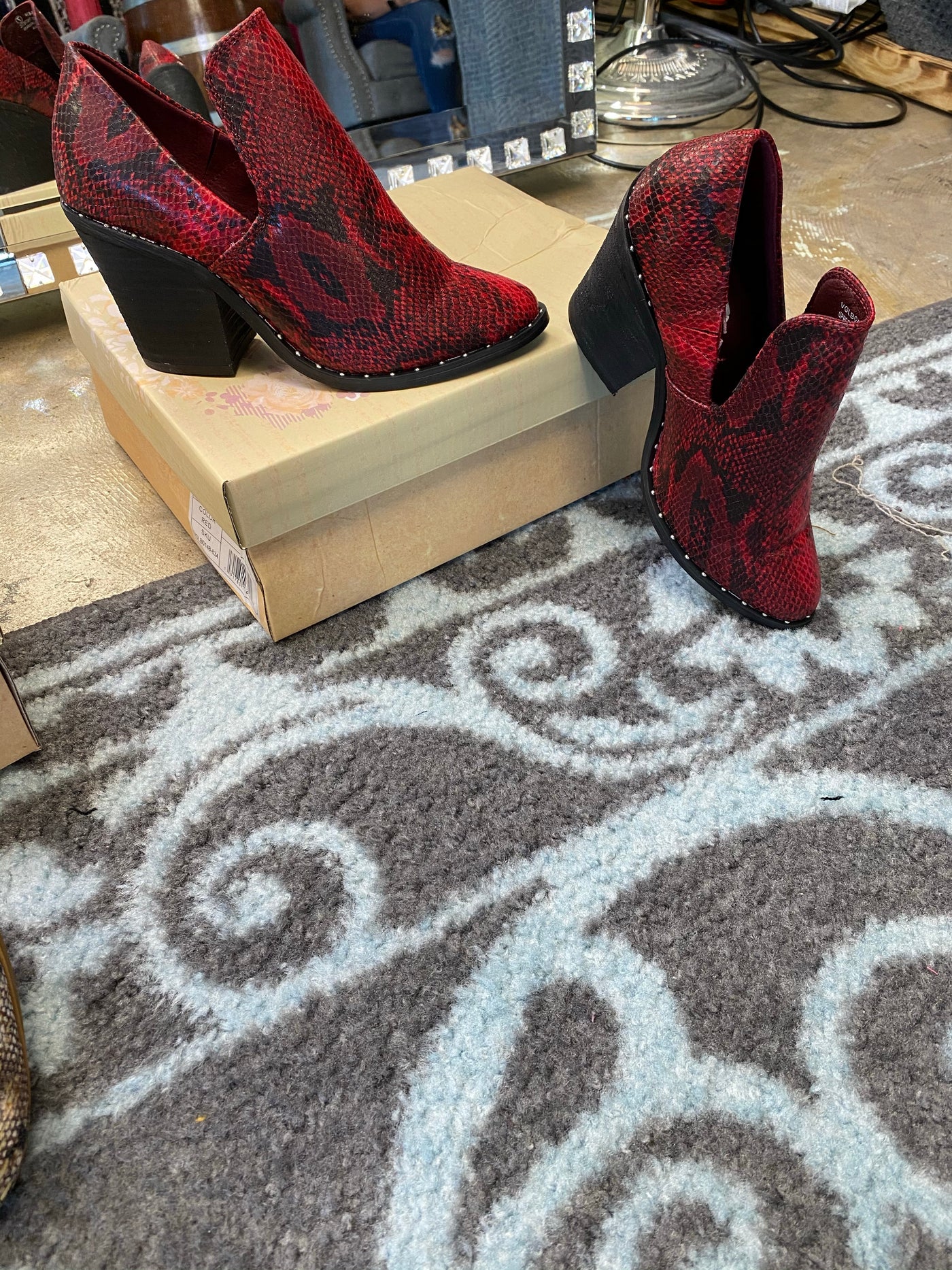 Deavan Red Animal Print Bootie