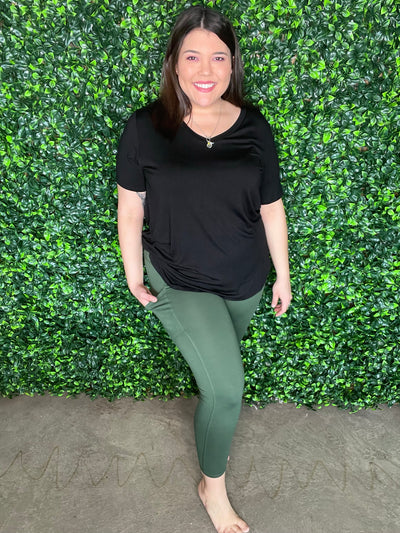 Army Green Leggings with Pocket