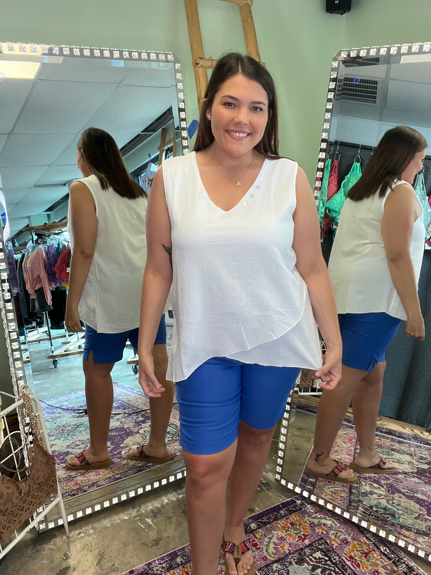 White Asymmetrical Tank  100% Cotton