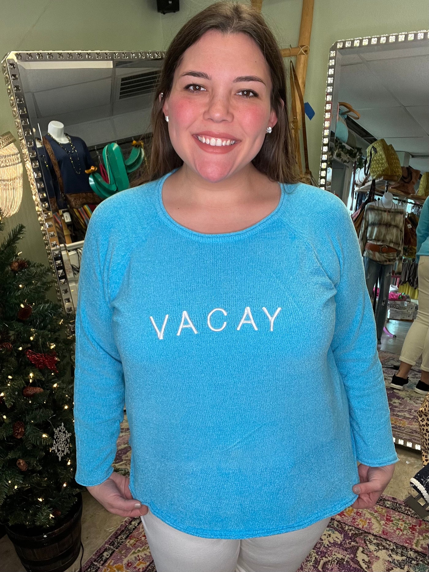 Turquoise Vacay Chenille Sweater