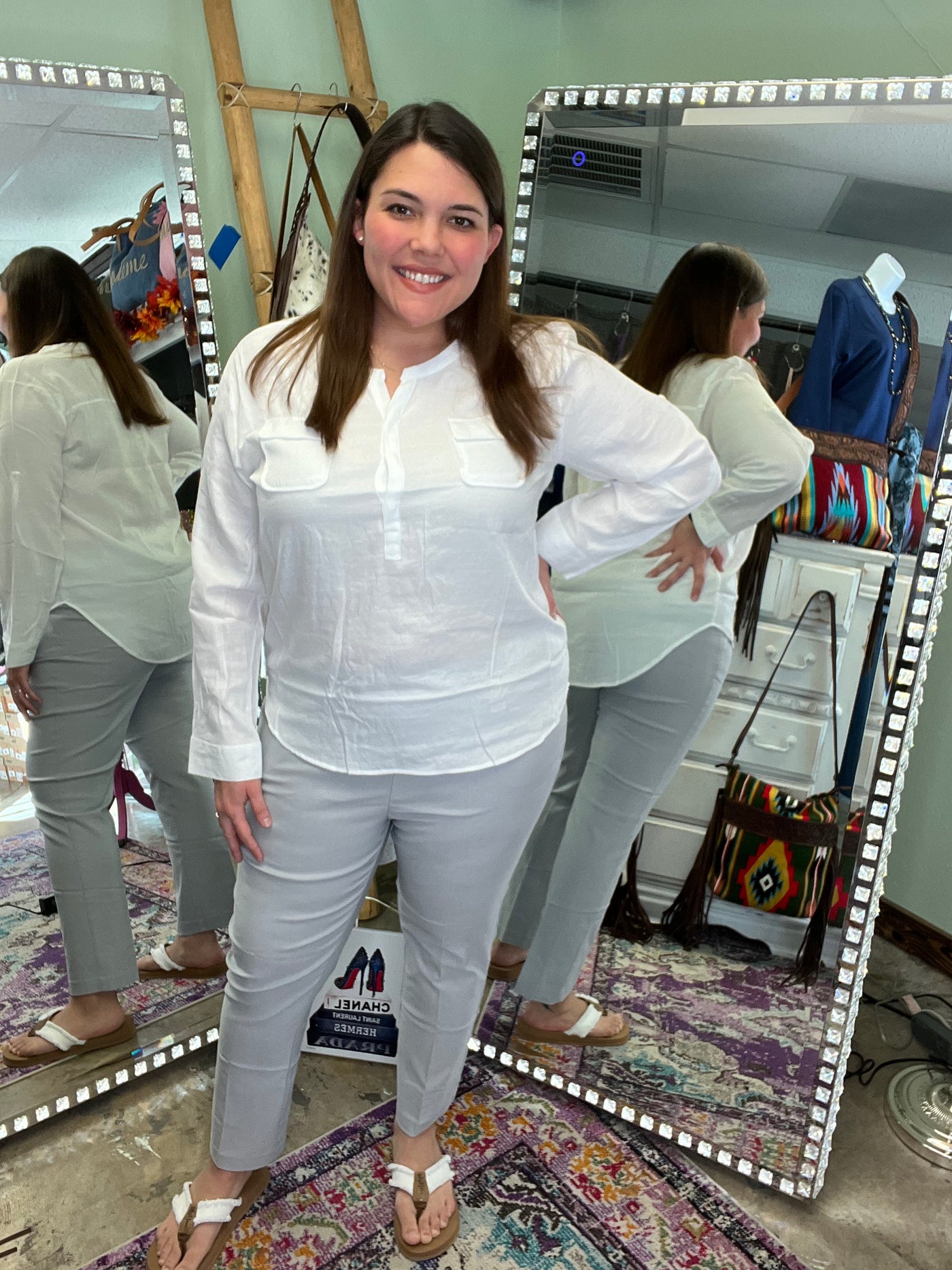 Silver Pull On Pant