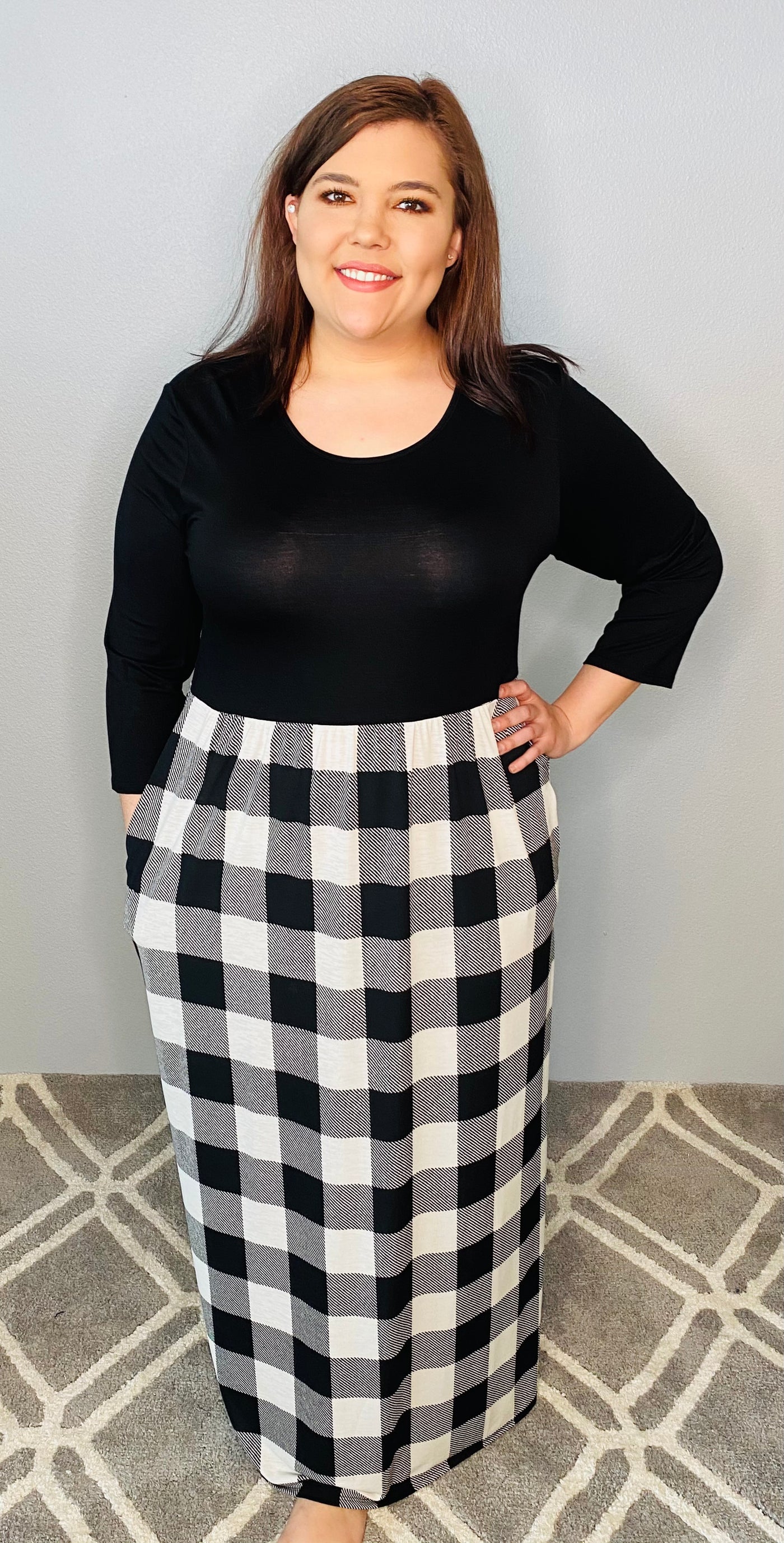 Black and White Plaid Maxi