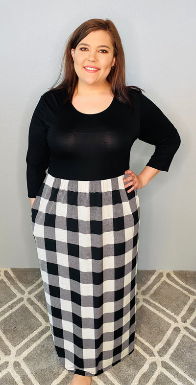 Black and White Plaid Maxi
