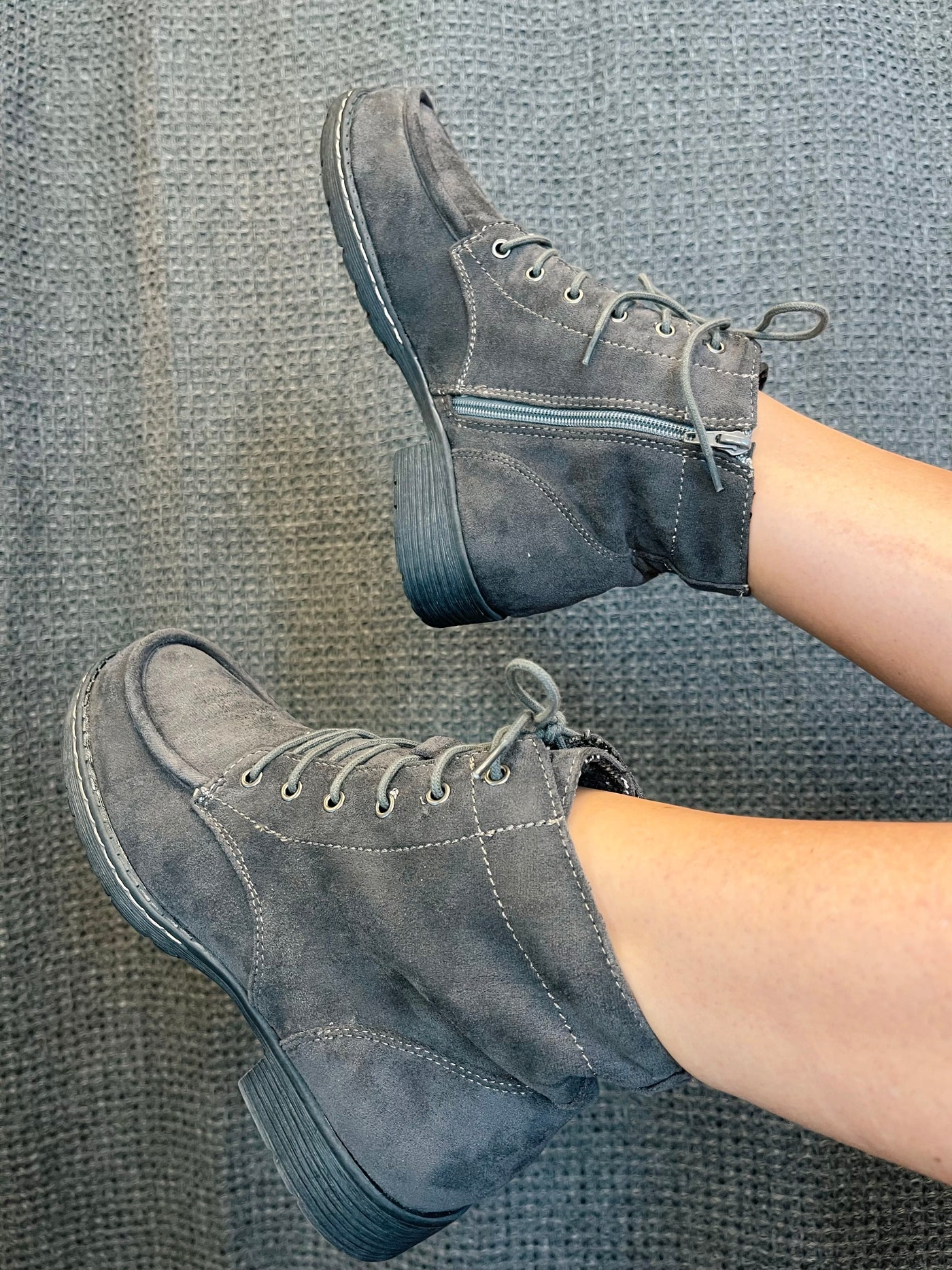 Haven Grey Lace-up Booties