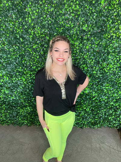 Neon Lime Leggings w/ Pockets