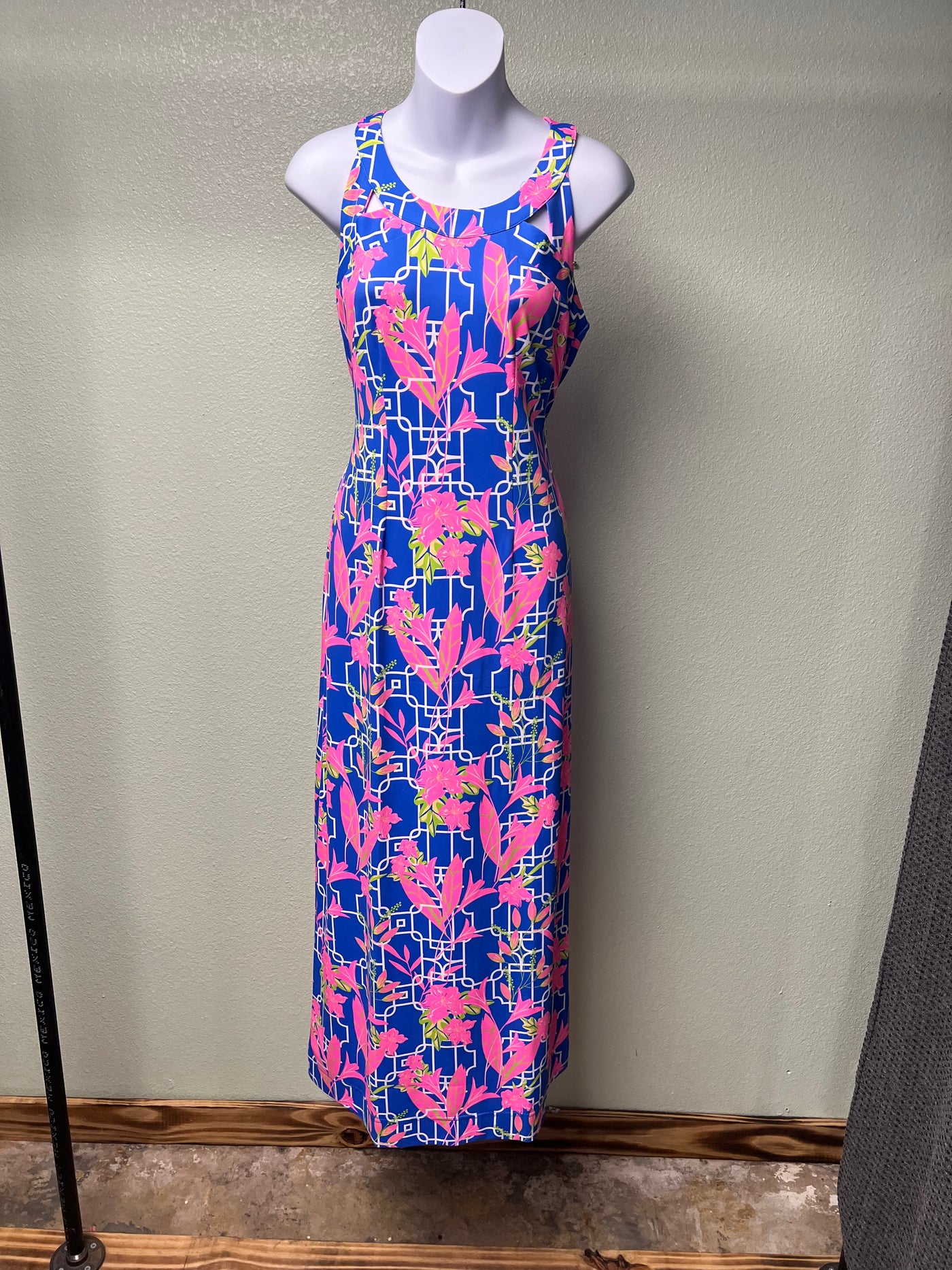 Blue and Pink Floral Sexy Maxi