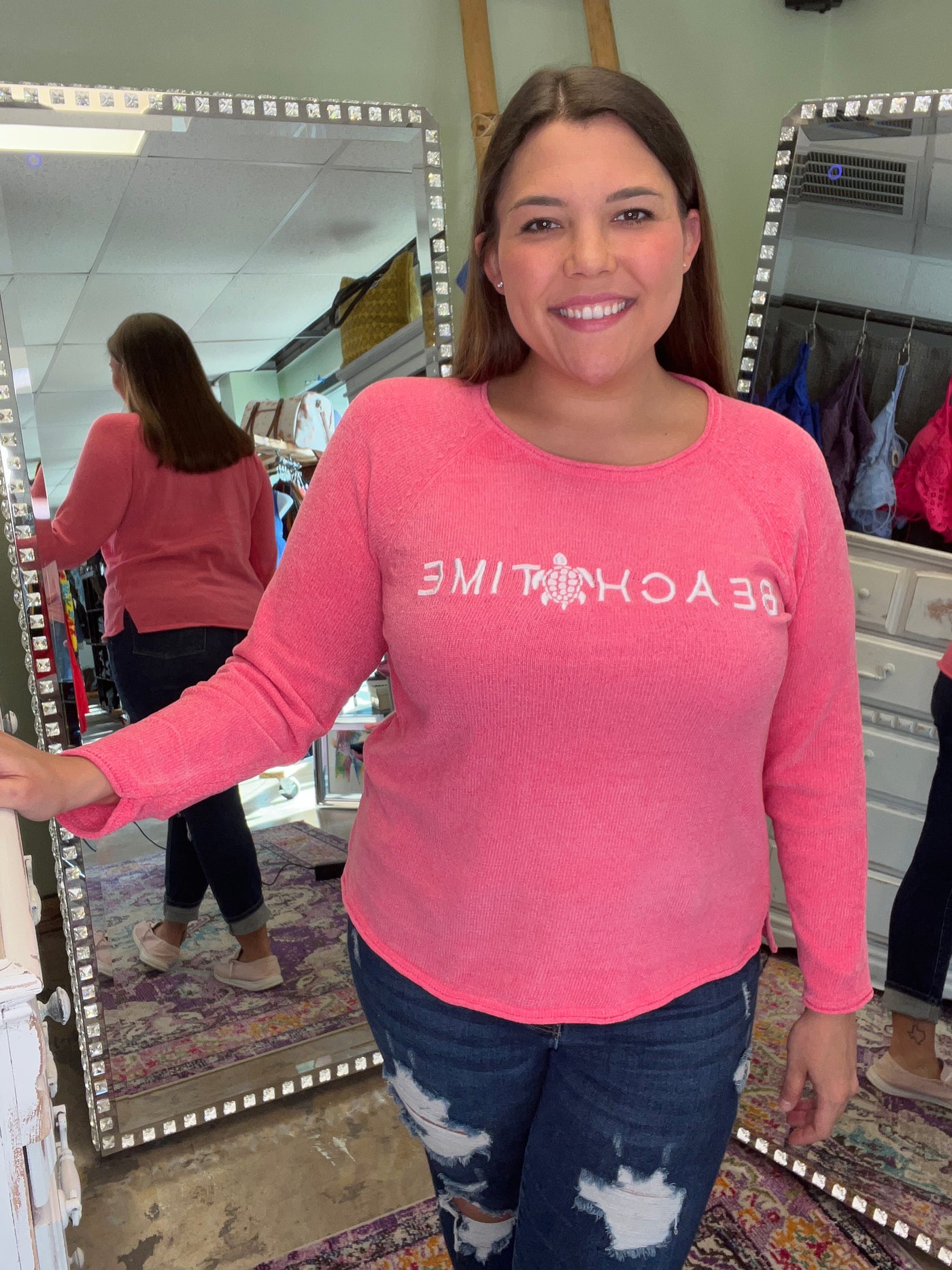 Hot Pink Chenille Beachtime Sweater