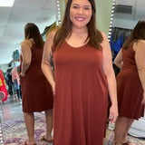 Dark Rust Spaghetti Strap Dress