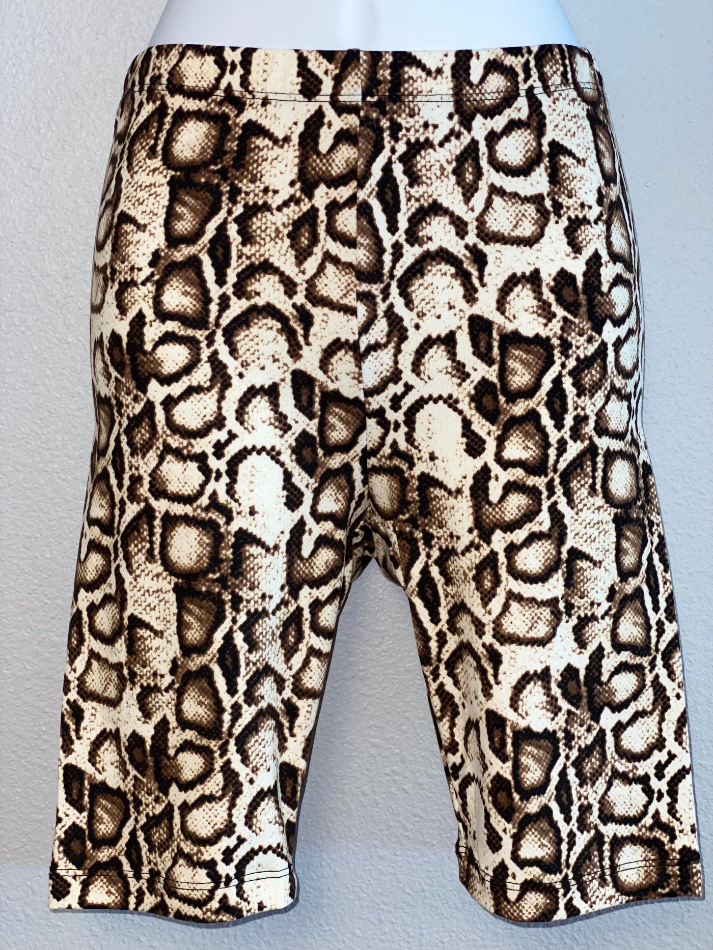 Tan Brown Animal Print Biker Shorts