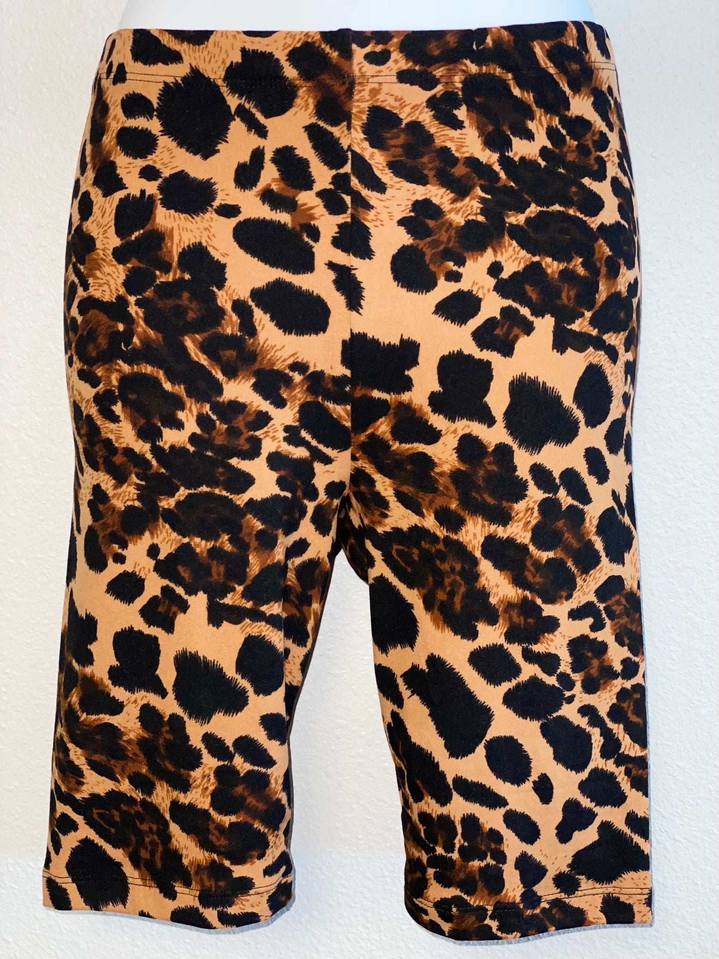 Brown Animal Print Biker Shorts