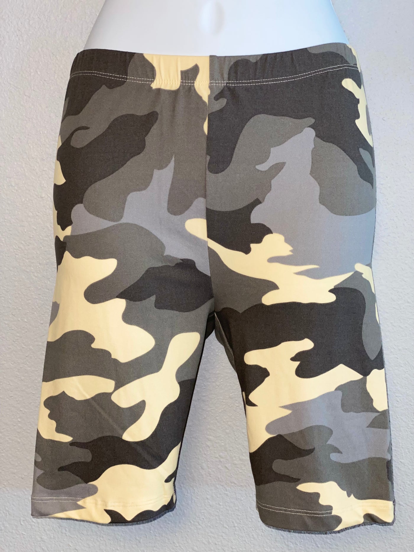 Grey Camouflage Biker Shorts
