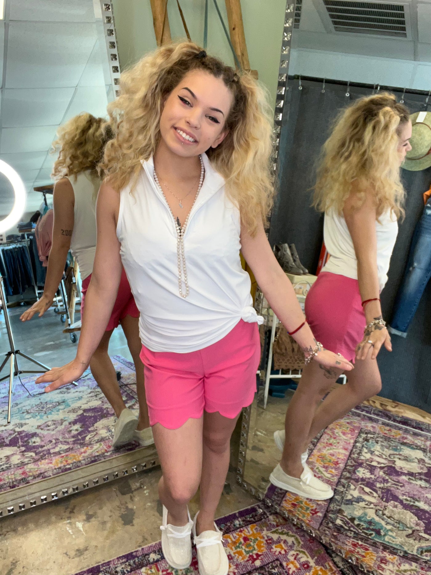 Hot Pink Scallop Shorts