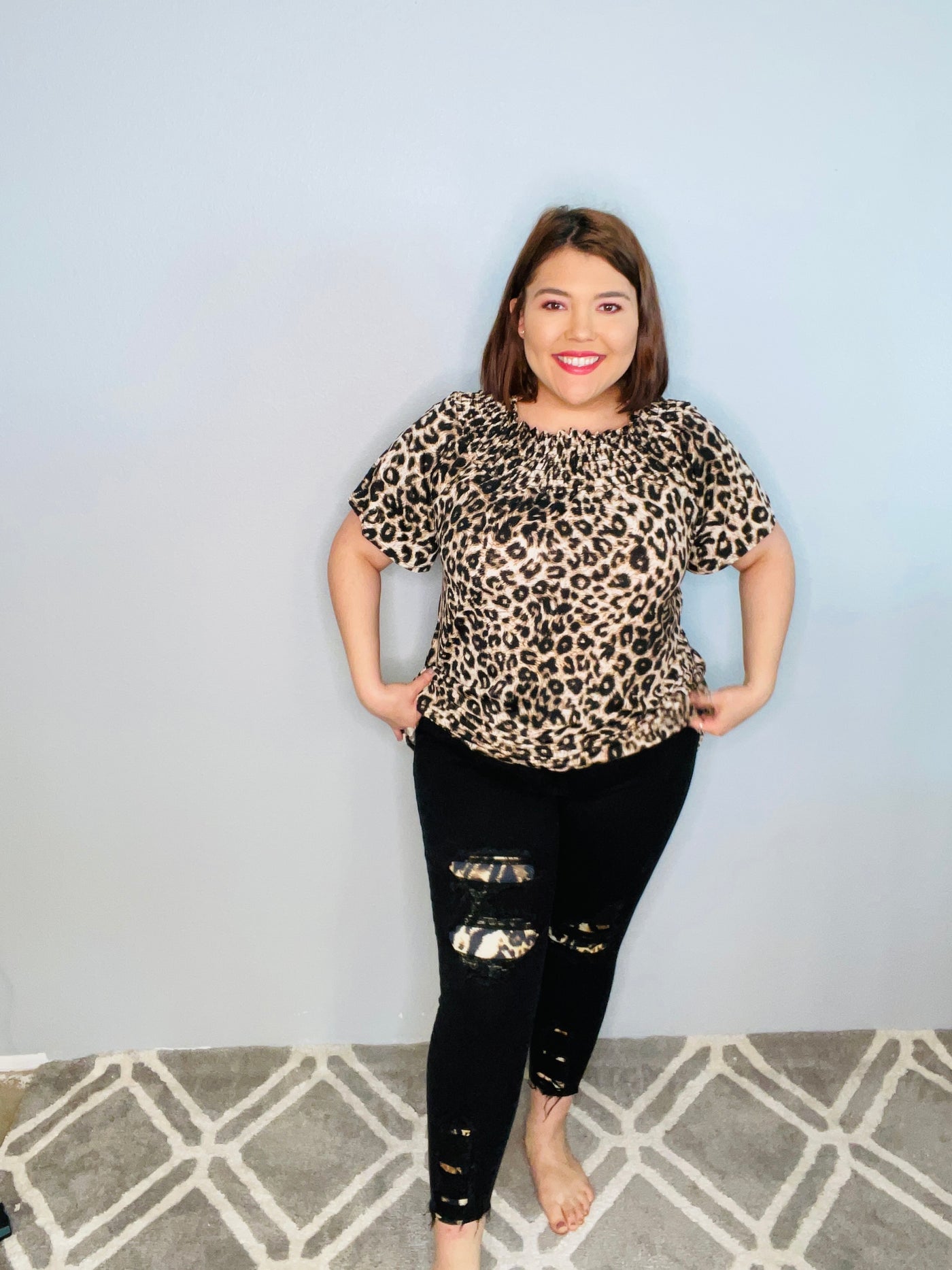 Black Animal Print Patch Jeans