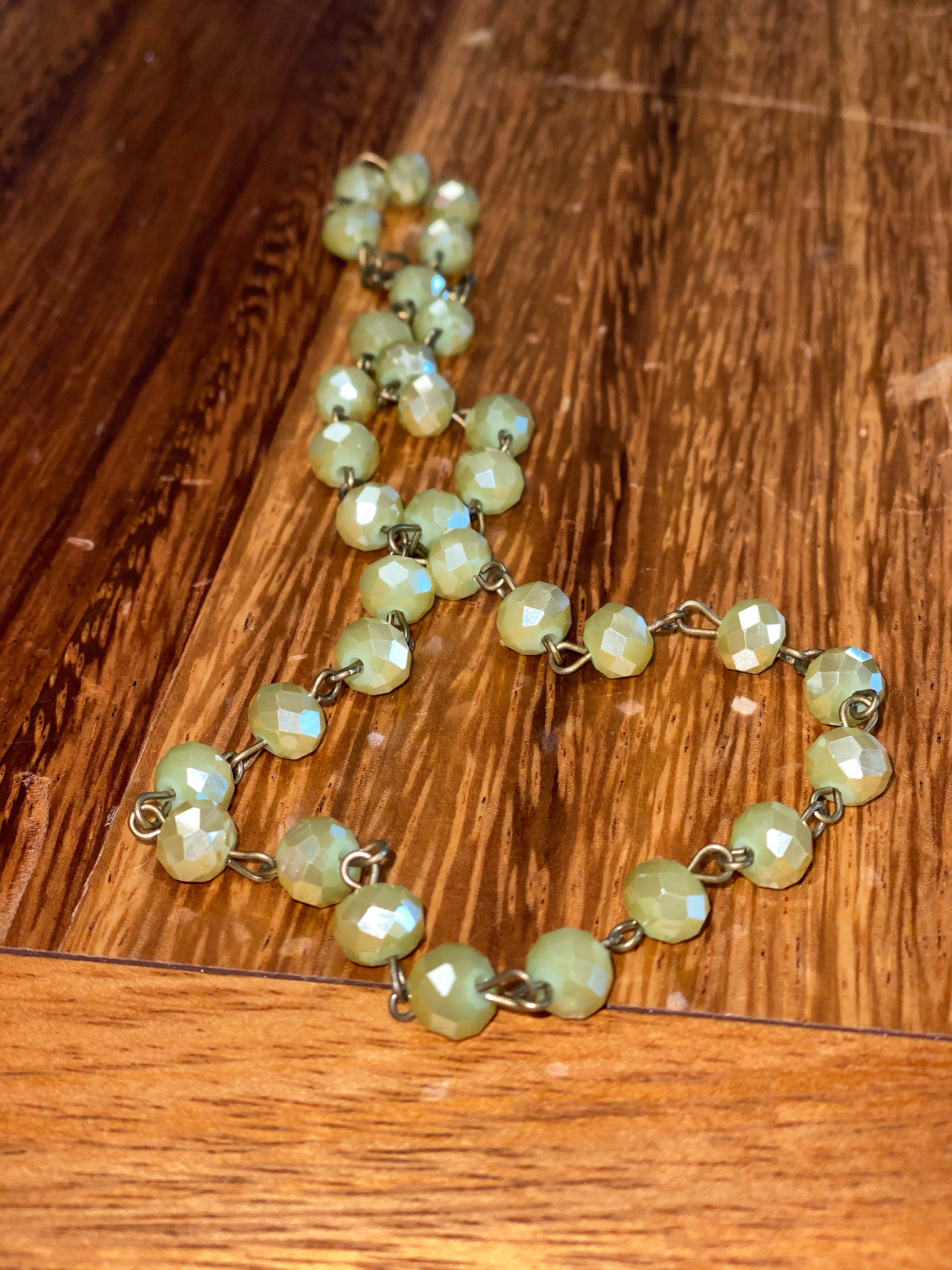 Beaded Crystal Linked Collar Necklace