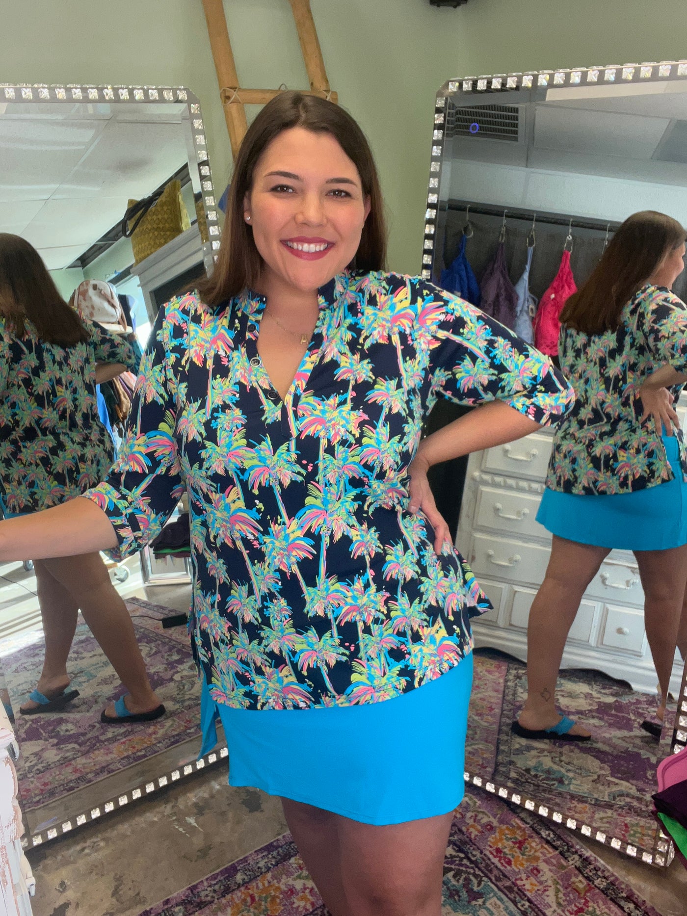 Turquoise Zip Skort