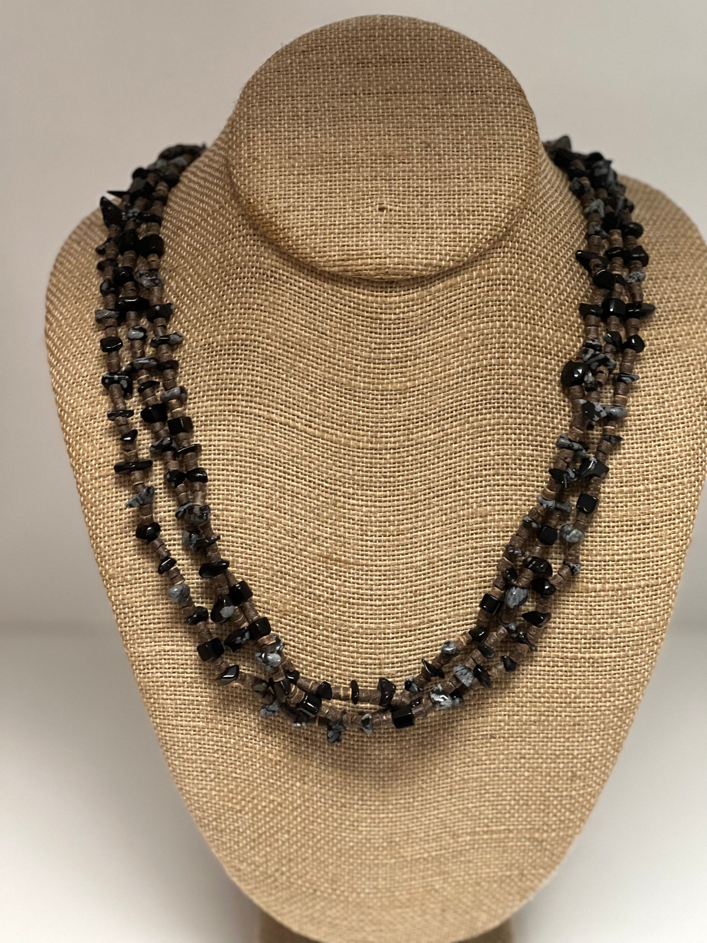 Black Negget Strand Lariat Necklace